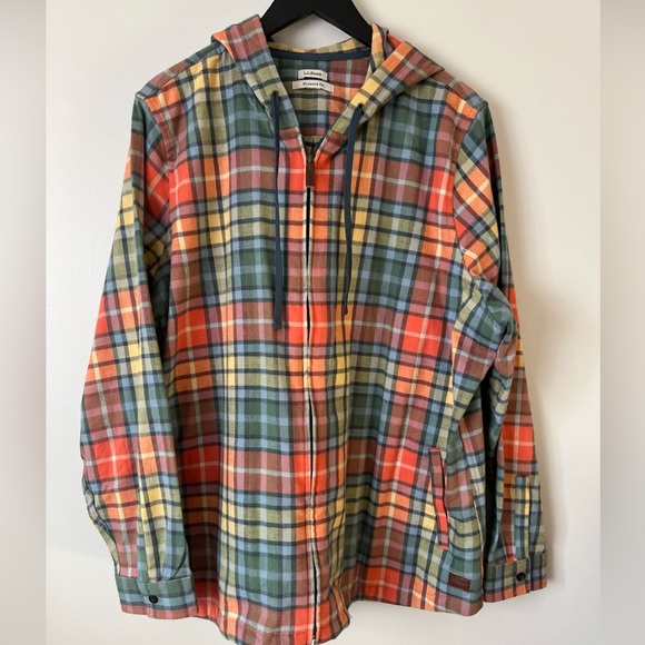 L.L. Bean Scotch Paid Flannel Zip Up Hoodie Washed Buchanan - Picture 3 of 8